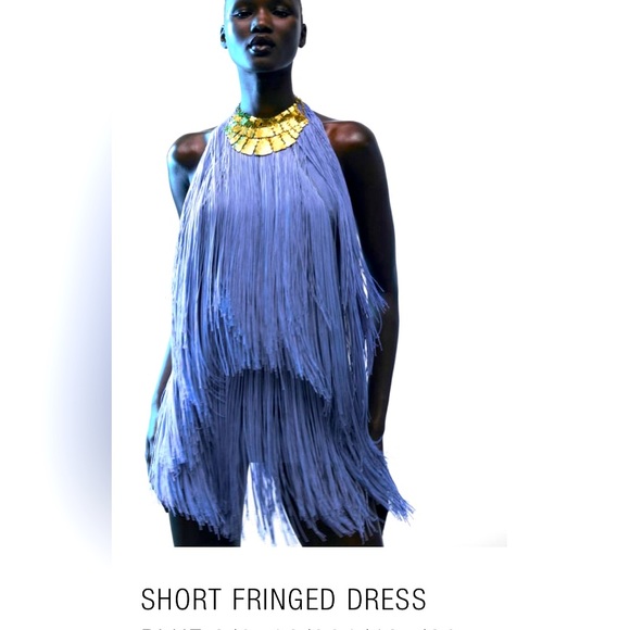 zara short fringe dress ZARA WOMAN NWT JEWEL FRINGED MINI DRESS BLACK SIZE: S (REF: 0387/189)